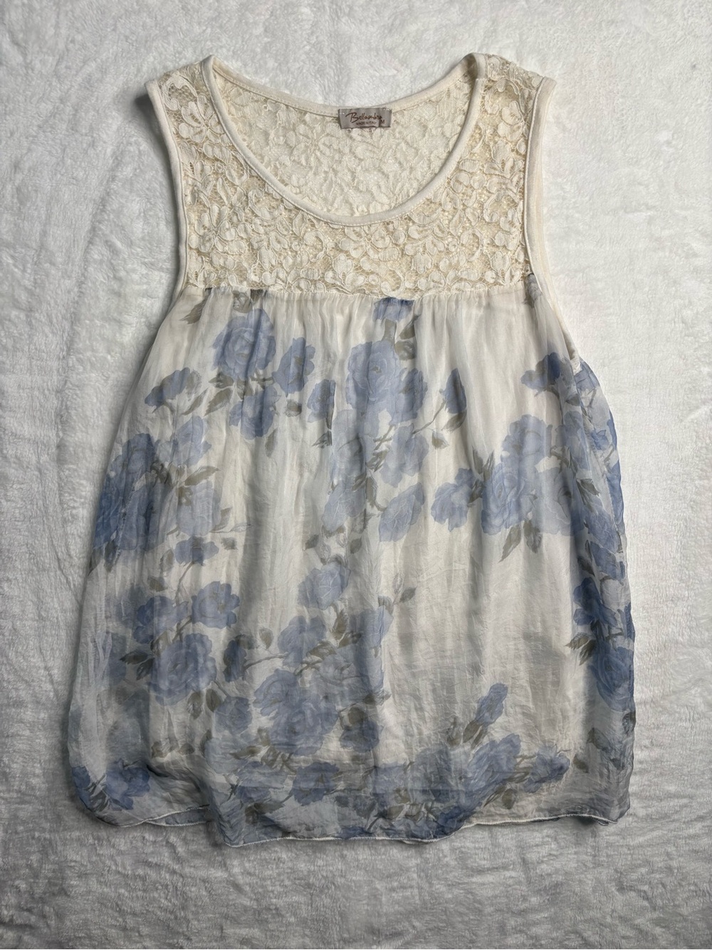 100% Silk Floral Lace Tank Top Bellambia